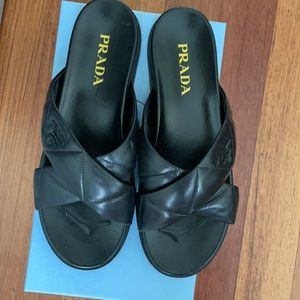Prada Black Leather Sandals size 41
